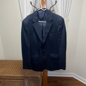 Navy Pinstriped Suit
